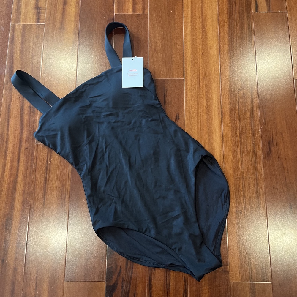 New‎ NWT Andie The Azzura Black Swimsuit One-Piece Swim Wide Strap Size XS